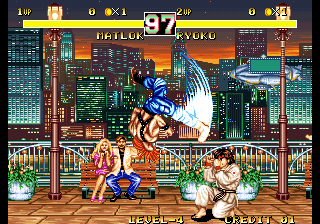 Matlok doing his Overhead Kick against a crouching Ryoko